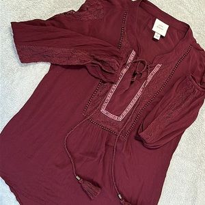 S Knox Rose burgundy top - boho / hippie